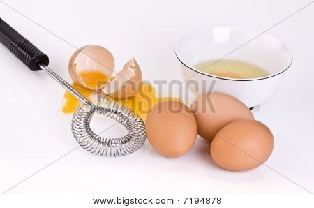 Eier Schüssel und Wisk