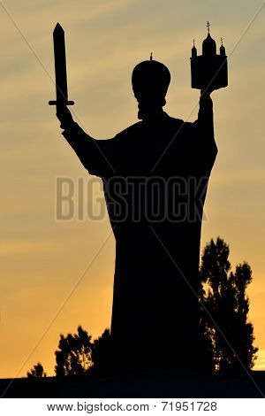 Silhouette Of Monument To Nicholas The Wonderworker. Kaliningrad, Russia