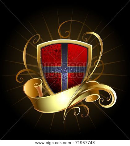 Dark Shield With Golden Ribbon