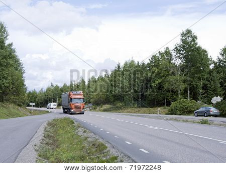 HIGHWAY 55, SWEDEN ON SEPTEMBER 01. Traffic on Highway 55.