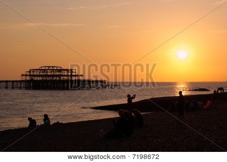 Západ slunce v Brightonu