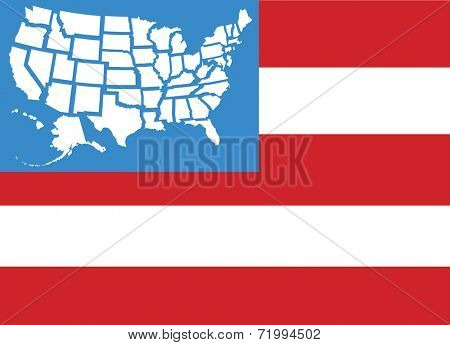 USA flag with fifty United States state maps separate as stars