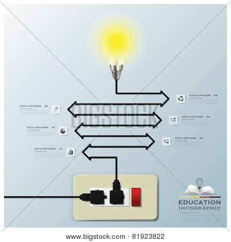Light Bulb Electric Line Education Infographic Background