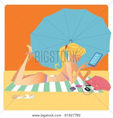 Girl In Bikini On Beach Mat Deals On Smartphone