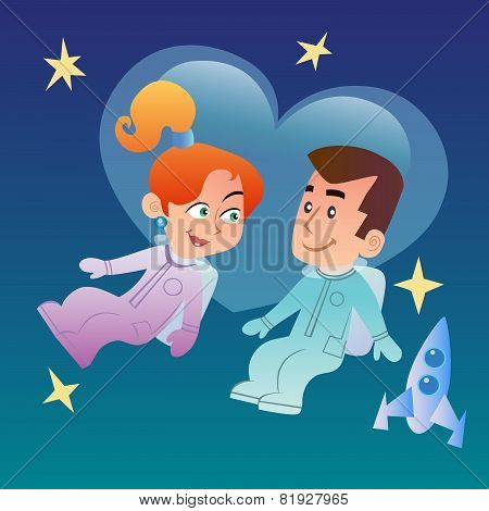 Couple In Love In Space