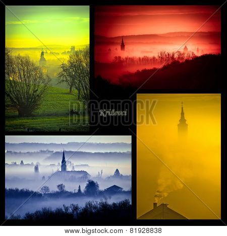 Town Of Krizevci Four Colors Collage