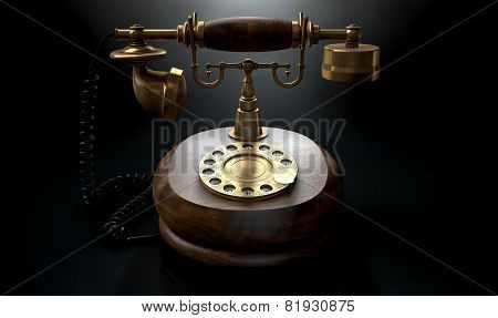 Vintage Telephone Dark Isolated