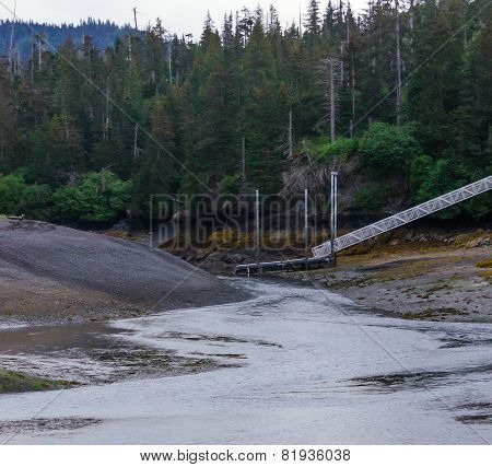 Low Tide Leaves Boat Dock High And Dry