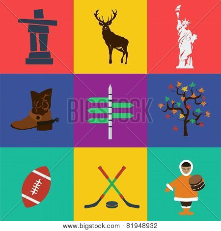Vector north america travel flat color