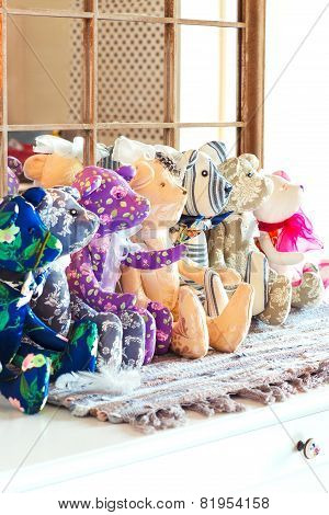 Many Tilda Textile Teddy Bear Toys In Workshop.