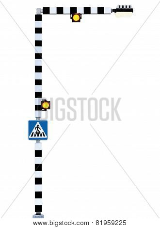 Zebra Crossing Sign Pedestrian Cross Alert Warning, Belisha Beacons Traffic Lights, Signage In Blue