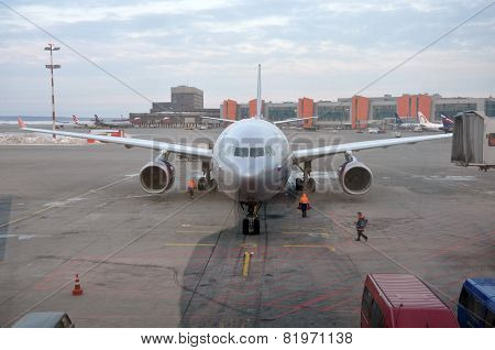 Russian Airplane From Aeroflot Company In Moscow