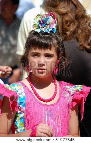 Spanish girl in flamenco dress.