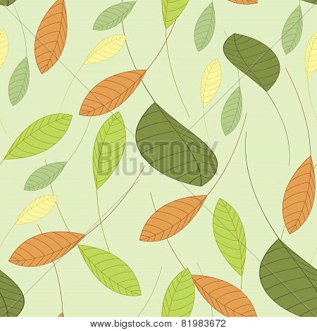 Seamless Background With Leaves In Shades Of Green