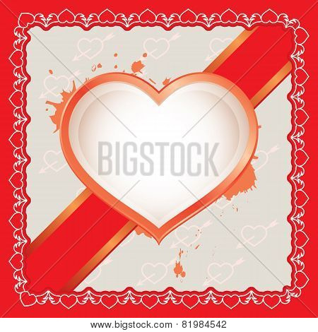 The heart card with ribbon