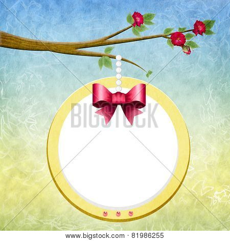 round sign with beautiful backdrop