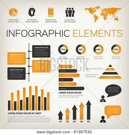 Orange Set Of Infographic Elements