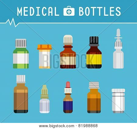 Cool Various Medication Bottles for Medical Background Graphic Design