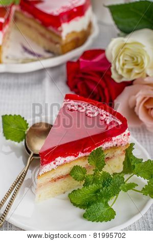 Strawberry Cheesecake On White Background