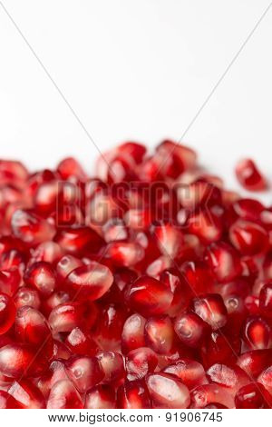 Pomegranate Seeds On White Background Punica Granatum