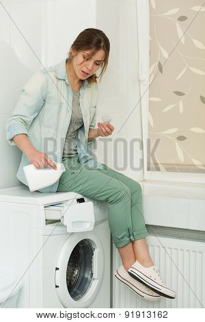 Beautiful Girl Doing Laudry