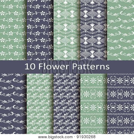 set of ten flower patterns