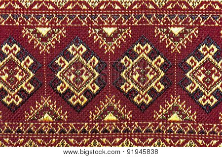 Colorful thai silk handcraft peruvian style rug surface close up More this motif & more textiles per