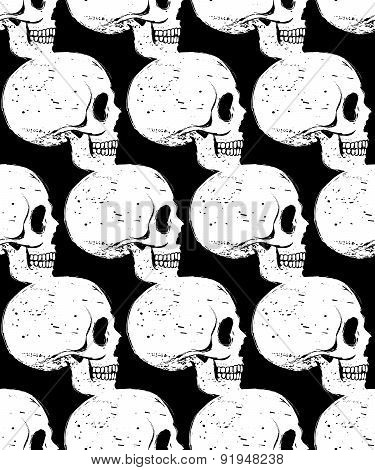 Side-face White Skull Seamless Pattern