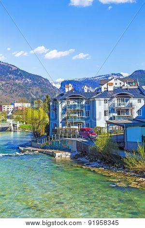 Old City Bad Ischl At Traun River