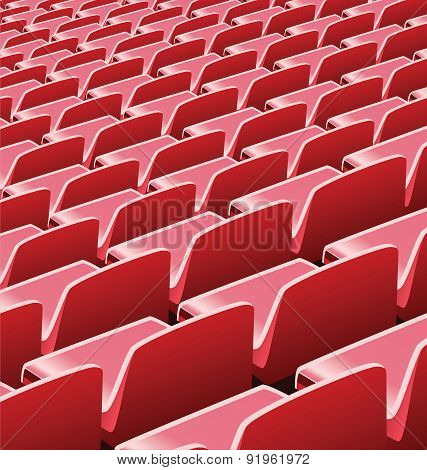Vector illustration of red seats in a soccer stadium