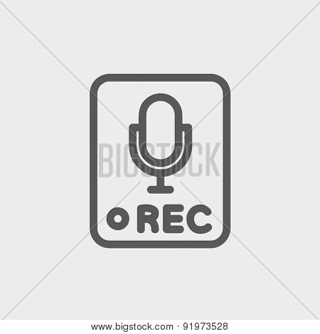 Recording station sign icon thin line for web and mobile, modern minimalistic flat design. Vector dark grey icon on light grey background.