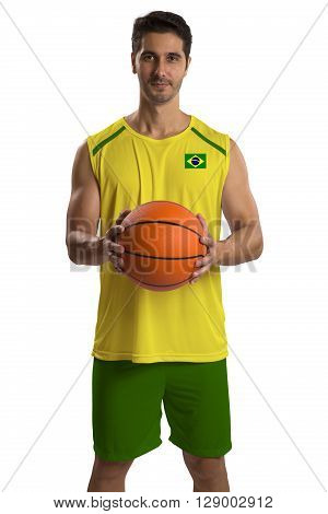 Professional Brazilian Basketball Player With Ball.