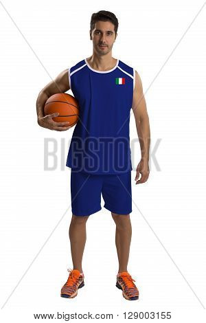 Professional Italian Basketball Player With Ball.