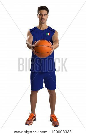 Professional Italian Basketball Player With Ball.