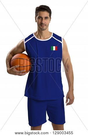 Professional Italian Basketball Player With Ball.