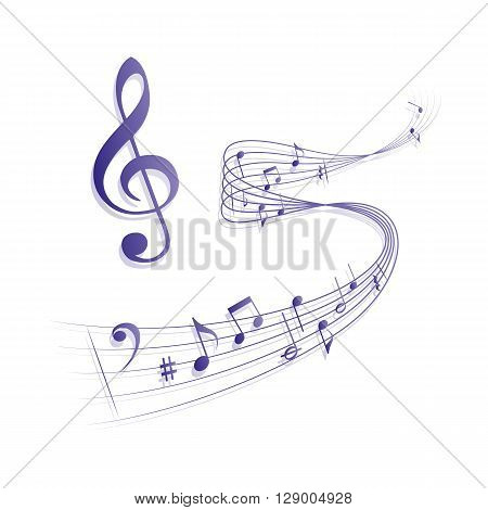 a moving illustration with the silhouettes of musical notes