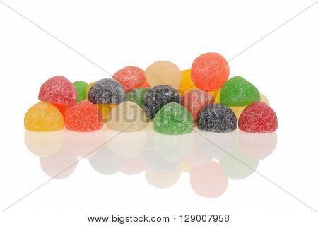 sugar coated gum drops with white background