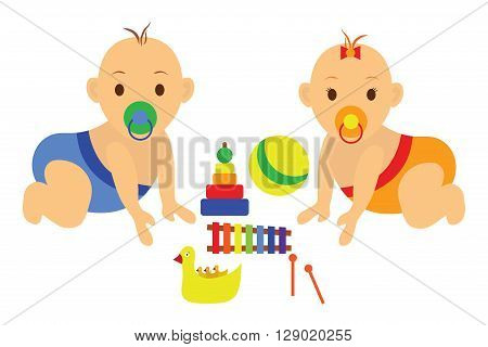 Set of children's icons isolated on white background - vector illustration