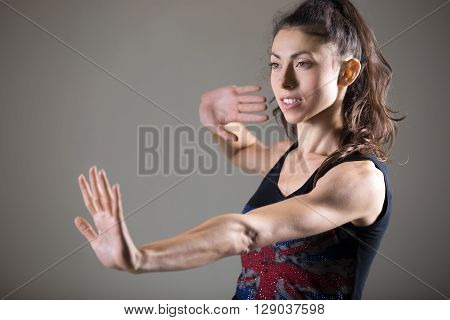 Beautiful Caucasian Female Athlete Working Out