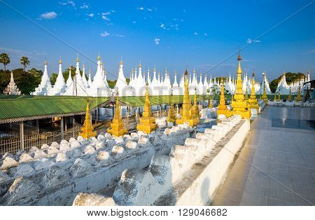 Myanmar Mandalay the Kuthodaw Paya temple known olso as 'the world's biggest book'.