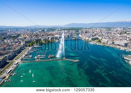 Aerial View Of  Geneva City In Switzerland
