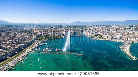 Aerial View Of  Geneva City In Switzerland