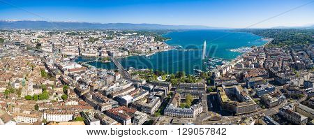 Aerial View Of  Geneva City In Switzerland