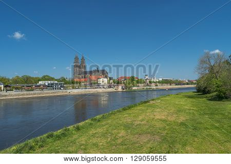 View On Magdeburg City Center And Downtown In Spring, Magdeburg, Germany