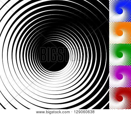 Abstract Background Set With Concentric Rotating Lines