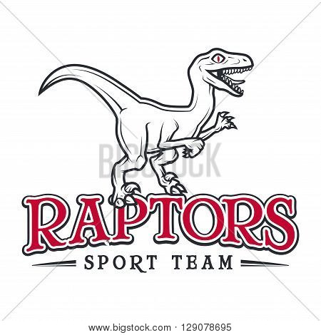 Vintage araptor Logo. Dino sport mascot insignia badge design. College Team t-shirt illustration concept isolated on white background
