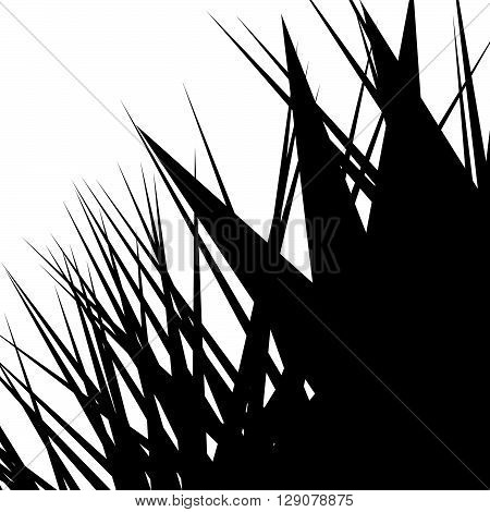 Asymmetric, Irregular Element With Scattered Edgy, Pointed Shape. Sharp, Spiky Monochrome Graphic /