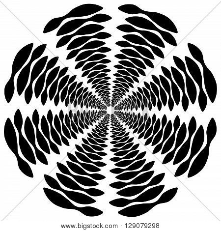 Circular, Rotating Spiral, Vortex Element, Motif. Abstract Geometric Shape. Non-figural Monochrome I