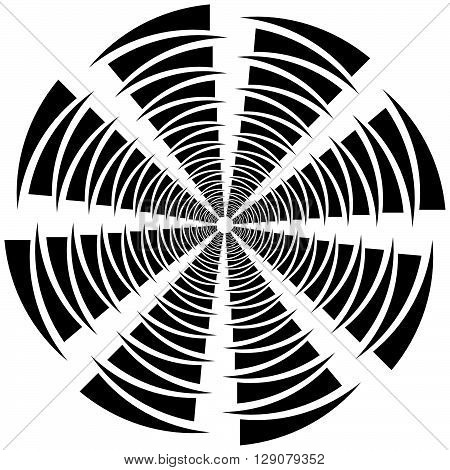Circular, Rotating Spiral, Vortex Element, Motif. Abstract Geometric Shape. Non-figural Monochrome I