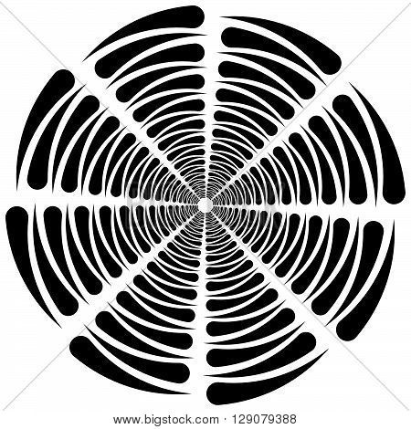 Circular, Rotating Spiral, Vortex Element, Motif. Abstract Geometric Shape. Non-figural Monochrome I
